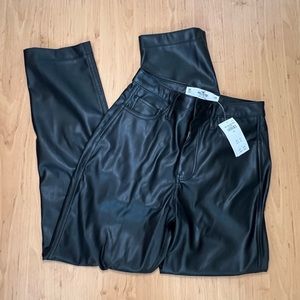 Hollister faux leather straight leg pants